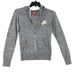 Nike Womens Jacket Zip Organic Cotton Size S Grey Active Lounge Athletic Gym